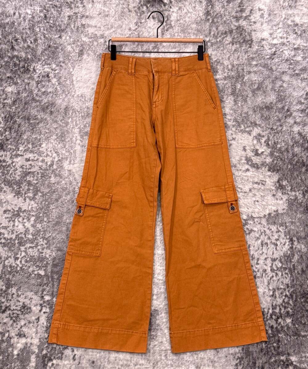 Anthropologie Pants 25 Womens Pilcro Wide Leg Cargo Cotton Canvas
